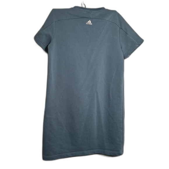 Adidas Blue Logo Shirt Dress Women’s Medium Leopard Graphic Tee Long Length - Picture 5 of 8